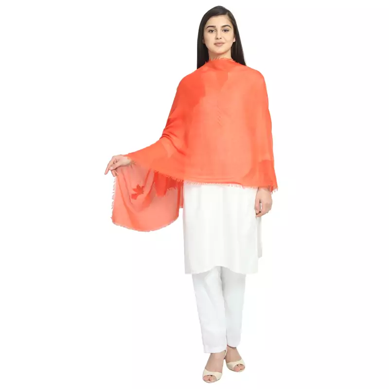 Dark Orange Viscose Rayon Solid Animal scarf