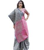 Blue woven tanchhoi saree with blouse