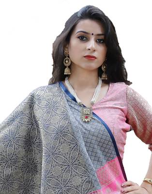 Blue woven tanchhoi saree with blouse 3