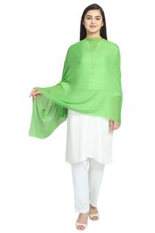 Parrot Green Viscose Rayon Solid Animal scarf