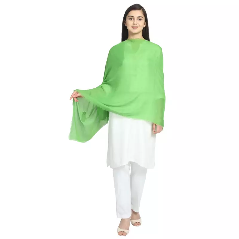 Parrot Green Viscose Rayon Solid Animal scarf