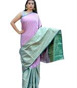 Pink woven tanchhoi saree with blouse