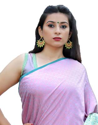 Pink woven tanchhoi saree with blouse 3