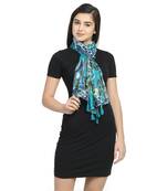 Blue & Multicolor Viscose Rayon Printed Floral Stole