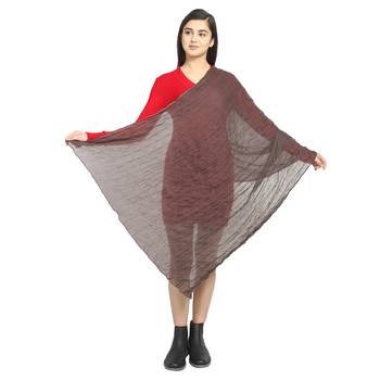 Brown Cotton Solid Crinkle Stole 4