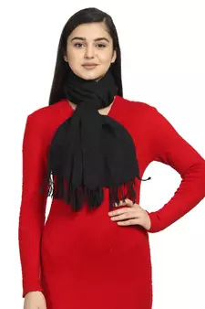 Black Cotton Woven Self Design Stole