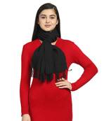 Black Cotton Woven Self Design Stole