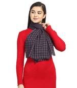 Black & Purple Viscose Rayon Woven Design Checkered Stole scarf