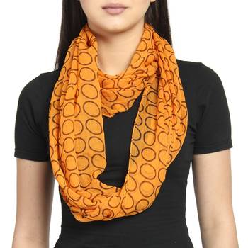 Orange Chiffon Printed Polka Dots Stole 2