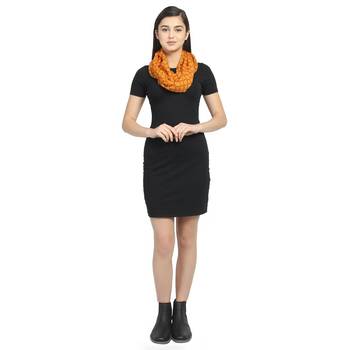 Orange Chiffon Printed Polka Dots Stole 3