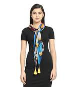 Blue & Multicolor Chiffon Printed Animal scarf