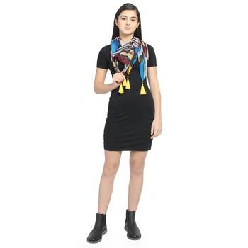 Blue & Multicolor Chiffon Printed Animal scarf 3