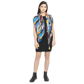 Blue & Multicolor Chiffon Printed Animal scarf 4