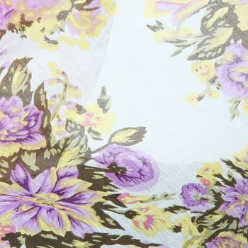White & Purple Viscose Rayon Printed Floral Stole 5