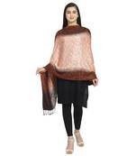 Rust & Brown Viscose Rayon Woven Design Paisley Striped Shawl