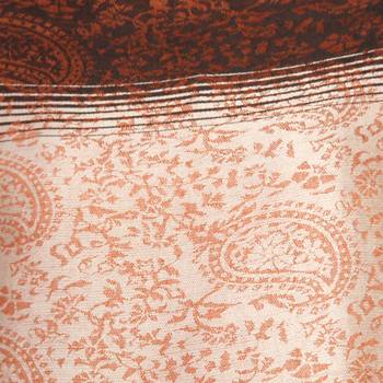 Rust & Brown Viscose Rayon Woven Design Paisley Striped Shawl 4