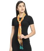 Orange & Green Chiffon Printed Floral Paisley scarf