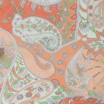 Orange & Green Chiffon Printed Floral Paisley scarf 4