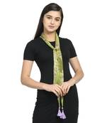 Green & Purple Chiffon Printed Floral Paisley scarf