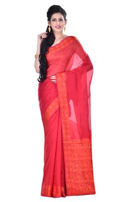 Maroon Woman Cotton Silk Blend  Banarasi Saree 1