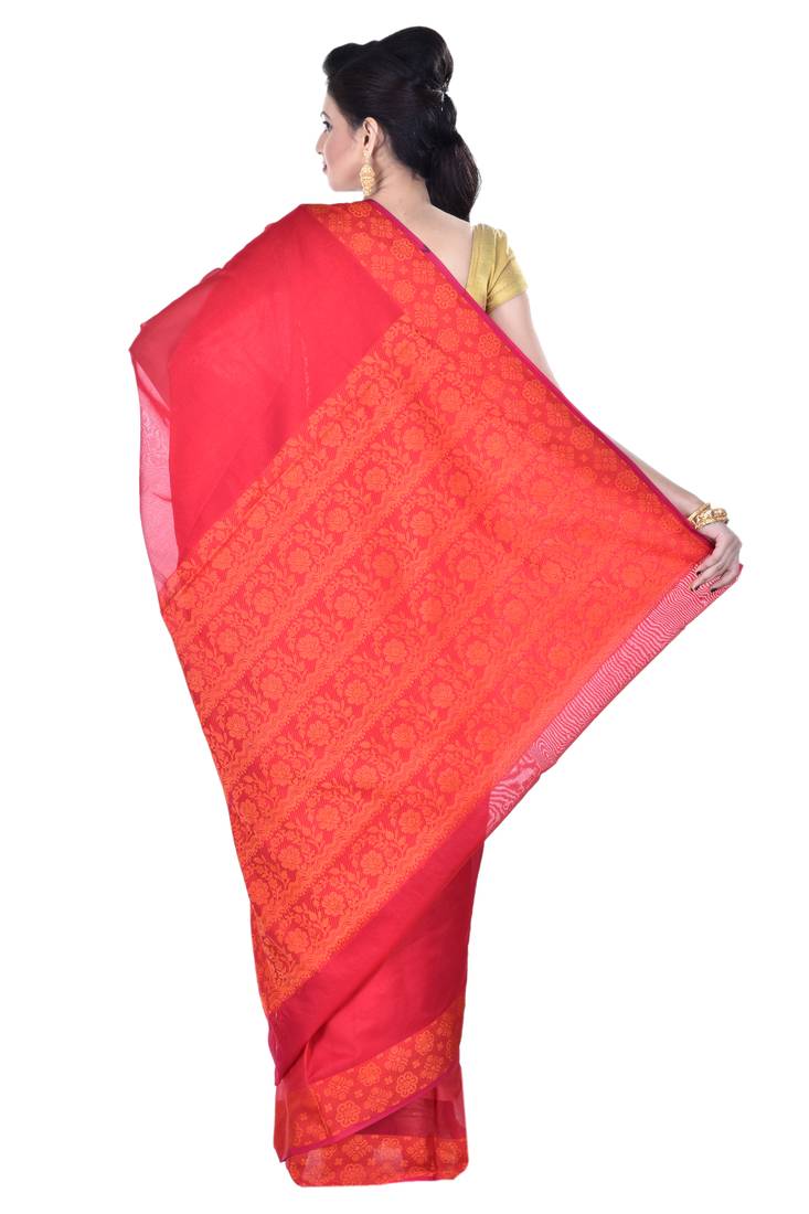 Maroon Woman Cotton Silk Blend  Banarasi Saree