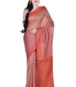 Peach Woman Cotton Silk Blend  Banarasi Saree