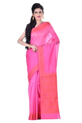 Pink Woman Cotton Silk Blend  Banarasi Saree 1
