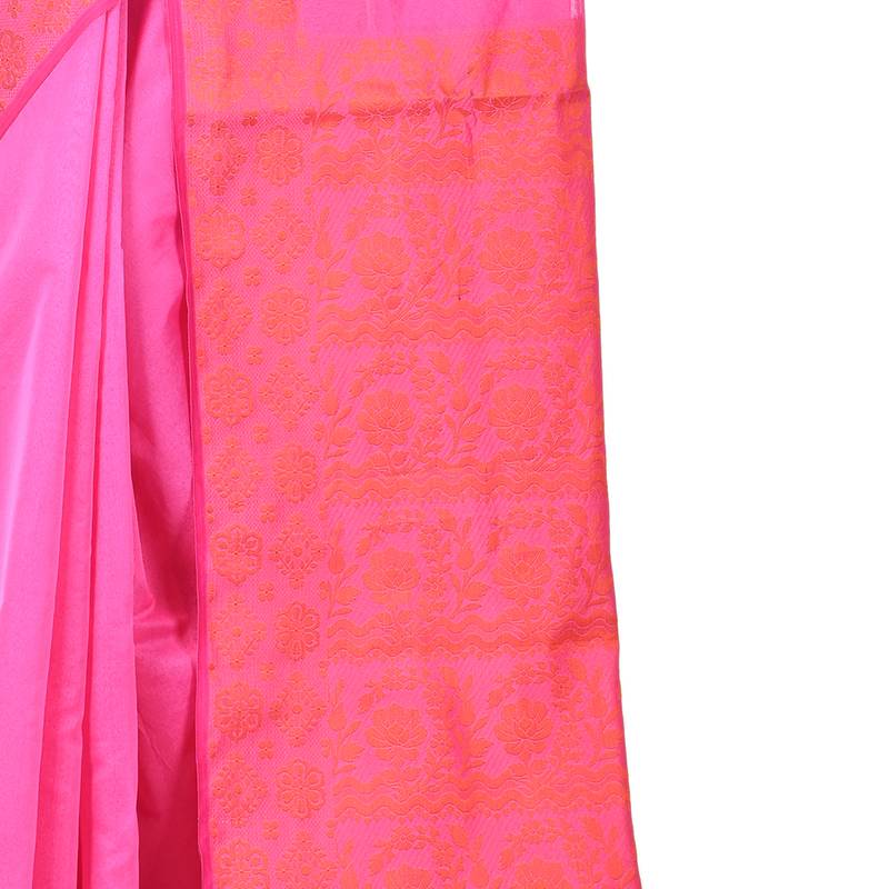 Pink Woman Cotton Silk Blend  Banarasi Saree
