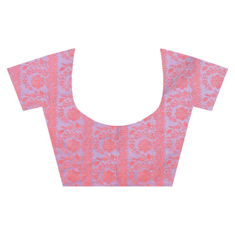 Sky Blue Woman Cotton Silk Blend  Banarasi Saree