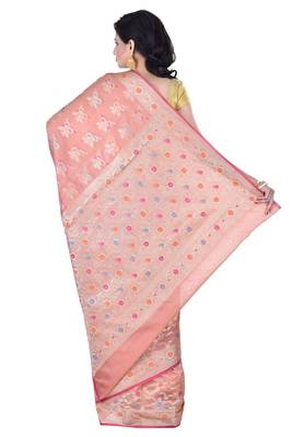 Peach Woman Cotton Silk Blend  Banarasi Saree 2