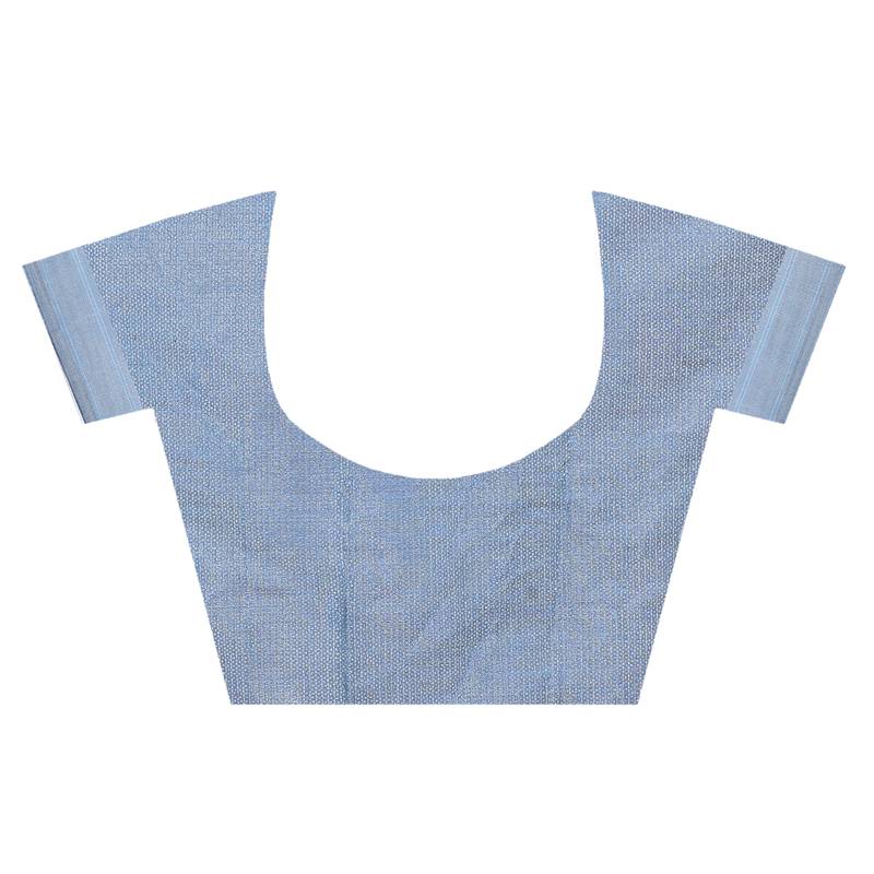 Sky Blue Woman Cotton Silk Blend  Banarasi Saree