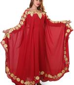 red moroccan islamic dubai kaftan farasha aari and stone work dress