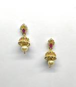 Gold Ruby Diamond Jhumki Earrings