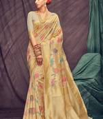 Golden Woven Cotton Silk Saree With Blouse