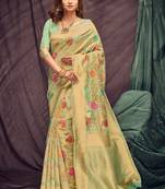 Green Woven Cotton Silk Saree With Blouse