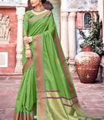 Green Woven Art Silk Saree With Blouse