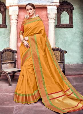 Yellow Woven Art Silk Saree With Blouse 1