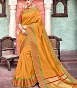 Yellow Woven Art Silk Saree With Blouse