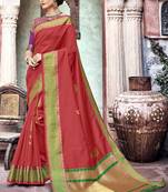 Maroon Woven Art Silk Saree With Blouse