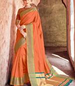 Orange Woven Art Silk Saree With Blouse
