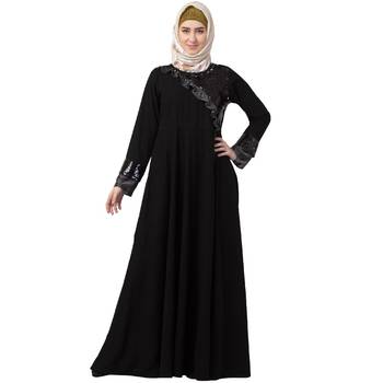 Premium Black Party Wear Abaya With Sequins Work 1