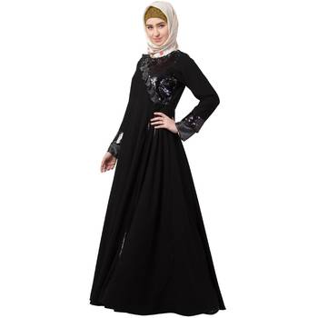 Premium Black Party Wear Abaya With Sequins Work 2