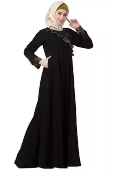 Premium Black Party Wear Abaya With Sequins Work