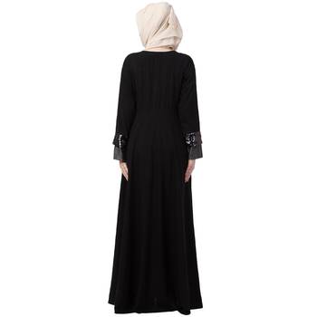 Premium Black Party Wear Abaya With Sequins Work 4