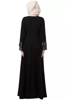Premium Black Party Wear Abaya With Sequins Work