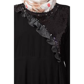 Premium Black Party Wear Abaya With Sequins Work 5