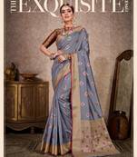 Grey woven art silk saree with blouse