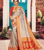 Silver woven art silk saree with blouse