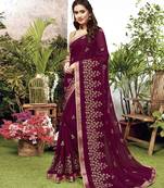 Violet woven art silk saree with blouse