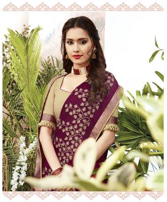 Violet woven art silk saree with blouse 2